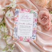 Baby in Bloom Pink Floral Wasserfarbe Kinderdusche Einladung