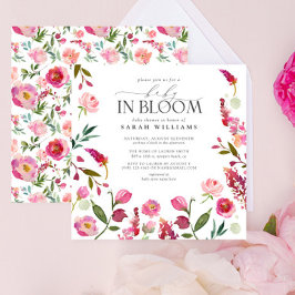 Baby in Bloom Pink Girl Aquarell Blütendusche Einladung