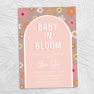 Baby in Bloom Pink Girl Babydusche Einladung