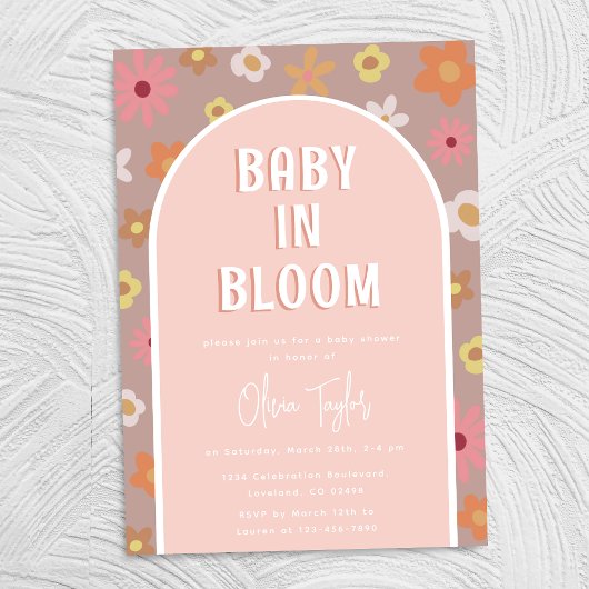 Baby in Bloom Pink Girl Babydusche Einladung
