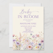 Baby in Bloom Pink Lila Wildblume Kinderdusche Einladung (Vorderseite)