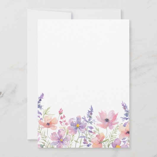 Baby in Bloom Pink Lila Wildblume Kinderdusche Einladung (Rückseite)