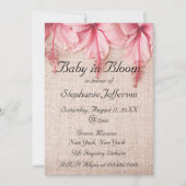 Baby in Bloom Pink Linen Florals Baby Dusche Einladung (Vorderseite)