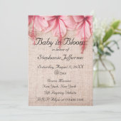 Baby in Bloom Pink Linen Florals Baby Dusche Einladung (Stehend Vorderseite)