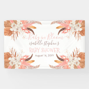 Baby in Bloom Pink Pampas Grass Boho Babydusche Banner