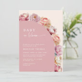 Baby in Bloom Pink Peony Arch Baby Dusche Einladung (Stehend Vorderseite)