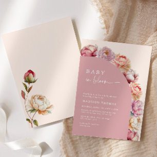 Baby In Bloom Pink Peony Torbogen-Baby Shower  Einladung