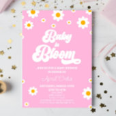 Baby in Bloom Pink Retro Daisy Blume Kinderdusche Einladung