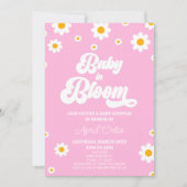 Baby in Bloom Pink Retro Daisy Blume Kinderdusche Einladung (Vorderseite)