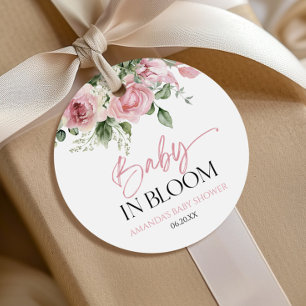 Baby in Bloom Pink Rose Blumenblütendusche Geschenkanhänger