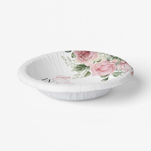 Baby in Bloom Pink Rose Blumenblütendusche Pappteller (Gewinkelt)