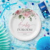 Baby in Bloom Pink Rose Blumenblütendusche Pappteller (Party)