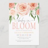 Baby In Bloom Pink Rose Floral Girl Baby Shower Einladung (Vorderseite)