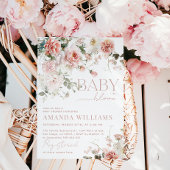 Baby in Bloom Pink Roses Floral Girl Babydusche Einladung
