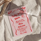 Baby in Bloom Pink Rot Gezeichnet Blume Bouquet Du Einladung