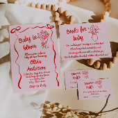 Baby in Bloom Pink Rot Gezeichnet Blume Bouquet Du Einladung
