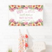 Baby in Bloom Pink Tropical Floral Baby Dusche = Banner (Insitu)