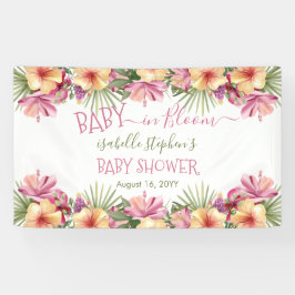 Baby in Bloom Pink Tropical Floral Baby Dusche = Banner