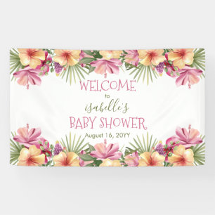 Baby in Bloom Pink Tropical Floral Baby Dusche Banner