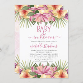Baby in Bloom Pink Tropical Floral Baby Dusche Inv Einladung