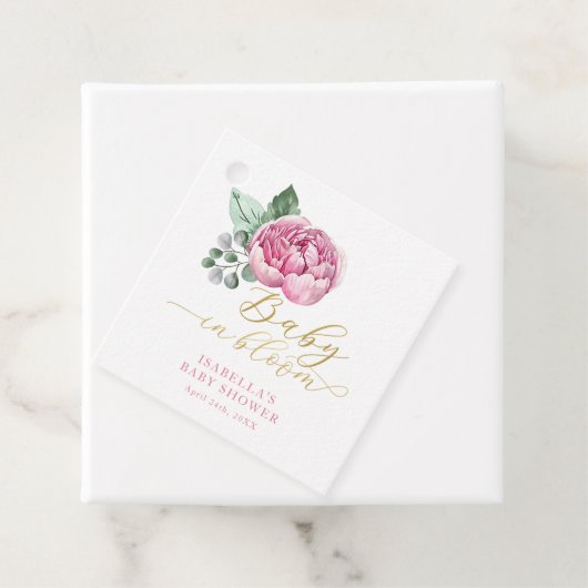 Baby in Bloom Pink und Gold Floral Baby Dusche Fav Geschenkanhänger (Beispiel)
