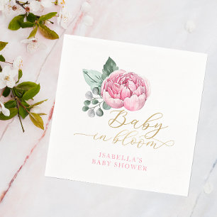 Baby in Bloom Pink und Gold Floral Baby Dusche Fav Serviette
