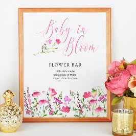 Baby in Bloom Pink Wildblume Blume Bar Poster