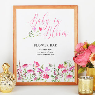 Baby in Bloom Pink Wildblume Blume Bar Poster