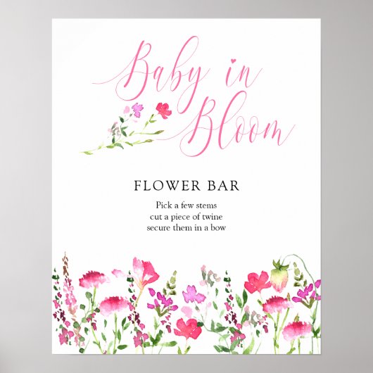 Baby in Bloom Pink Wildblume Blume Bar Poster (Vorne)