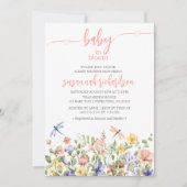 Baby in Bloom Pink Wildblume Kinderdusche Einladung (Vorderseite)