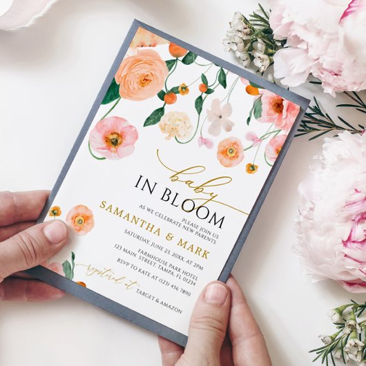 Baby in Bloom Poppies Blume Dusche Einladung