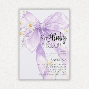 Baby in Bloom Preppy-Bogen Lila Gänseblümchen-Baby Einladung