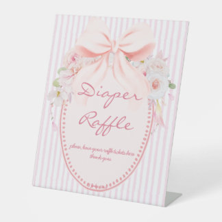 Baby in bloom preppy bow baby shower diaper raffle sockelschild