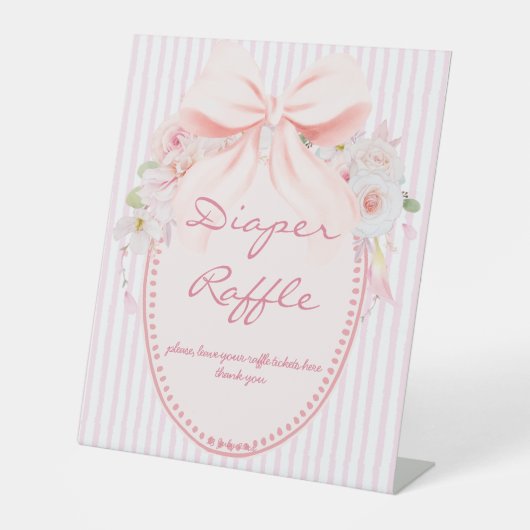 Baby in bloom preppy bow baby shower diaper raffle sockelschild (Vorderseite)