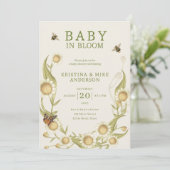 Baby in Bloom QR Code Dusche Einladung (Stehend Vorderseite)