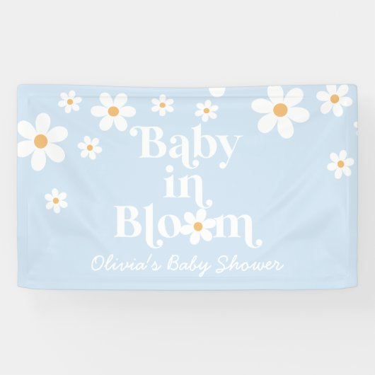 Baby in Bloom! Retro Daisy Boho Babydusche Banner (Horizontal)