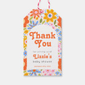 Baby in Bloom Retro Groovy Baby Dusche Vielen Dank Geschenkanhänger (Vorderseite)