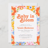 Baby in Bloom Retro Groovy Wildblumen Kinderdusche Einladung (Vorderseite)