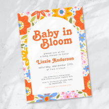 Baby in Bloom Retro Groovy Wildblumen Kinderdusche