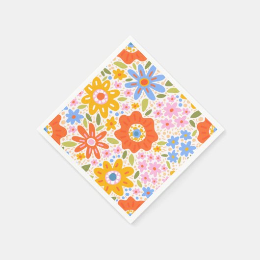 Baby in Bloom Retro Groovy Wildblumen Kinderdusche Serviette (Ecke)