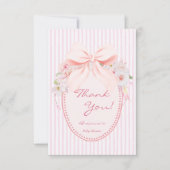 Baby in bloom retro preppy bow baby shower dankeskarte (Vorderseite)
