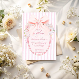 Baby in bloom retro preppy bow baby shower einladung