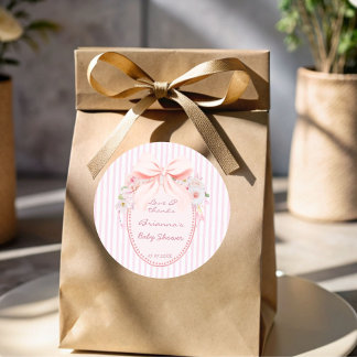 Baby in bloom retro preppy bow baby shower favor runder aufkleber