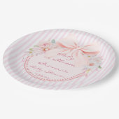 Baby in bloom retro preppy bow baby shower pappteller (Schrägansicht)