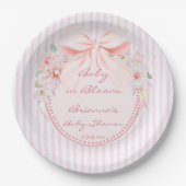 Baby in bloom retro preppy bow baby shower pappteller (Vorderseite)