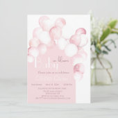 Baby in Bloom rosa Ballons Bogen Babydusche Einladung (Stehend Vorderseite)