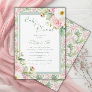 Baby in Bloom Rosa Blumen Vintage Babyparty Einladung