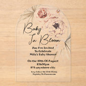 Baby in Bloom rosa Blumenmädchen Kinderdusche Acryleinladungen (Vorderseite)