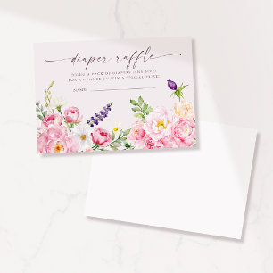 Baby in Bloom Rosa Blumenwindel-Rafflekarte Einladung