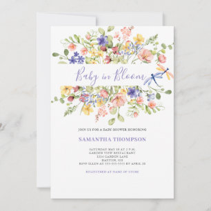 Baby In Bloom Rosa Blumige Babyparty-Einladung Einladung